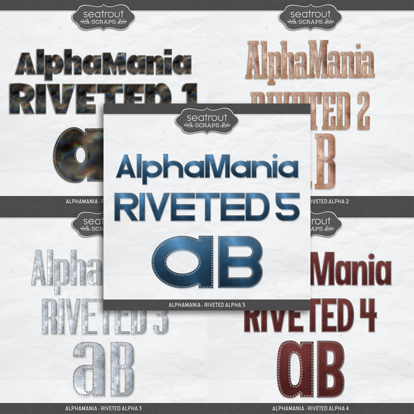 AlphaMania - Riveted Alpha Bundle Digital Art - Digital Scrapbooking Kits