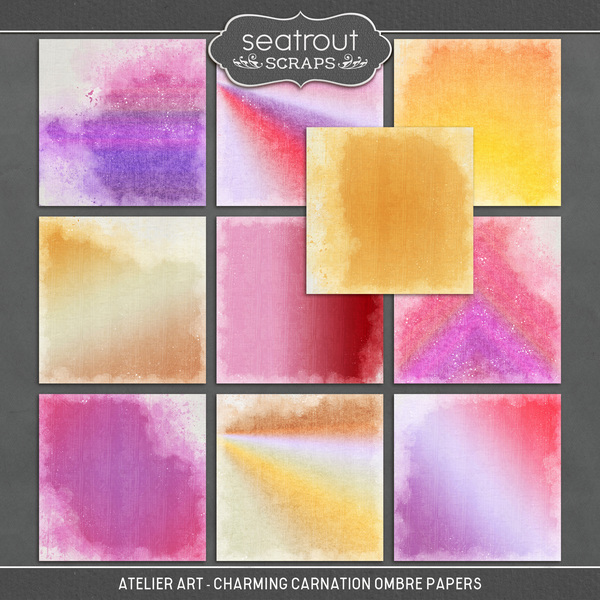Atelier Art - Charming Carnation Ombre Papers Digital Art - Digital Scrapbooking Kits