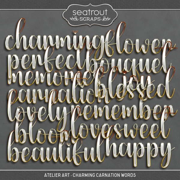 Atelier Art - Charming Carnation Words Digital Art - Digital Scrapbooking Kits
