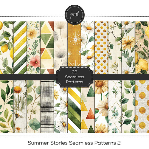 Summer Stories Seamless Patterns 2 Digital Art - Digital Scrapbooking Kits