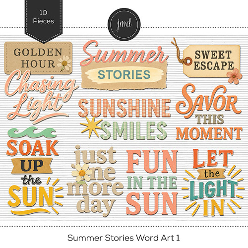 Summer Stories Word Art 1 Digital Art - Digital Scrapbooking Kits