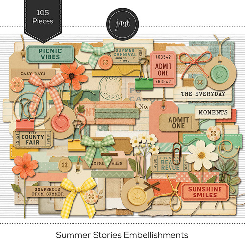 Summer Stories Embellishments Digital Art - Digital Scrapbooking Kits