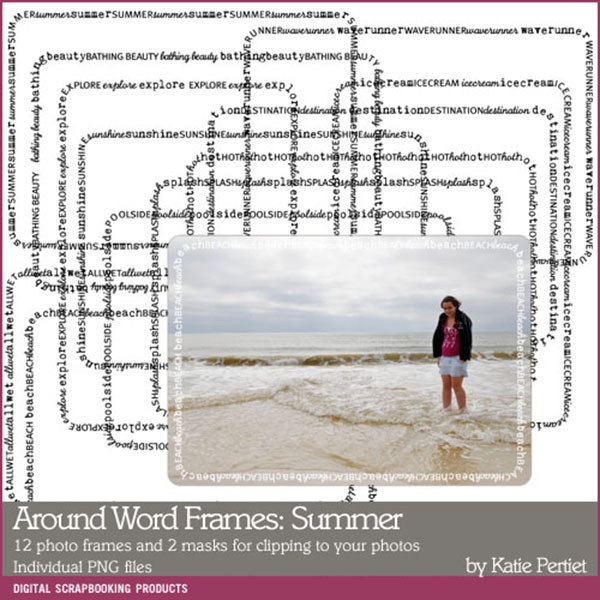 Around Words Frames Summer Digital Art - Digital Scrapbooking Kits