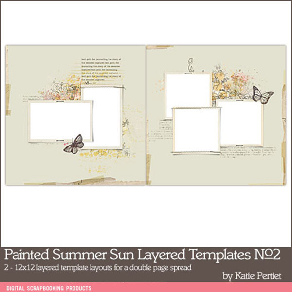 Painted Summer Sun Layered Templates 02 Digital Art - Digital Scrapbooking Kits