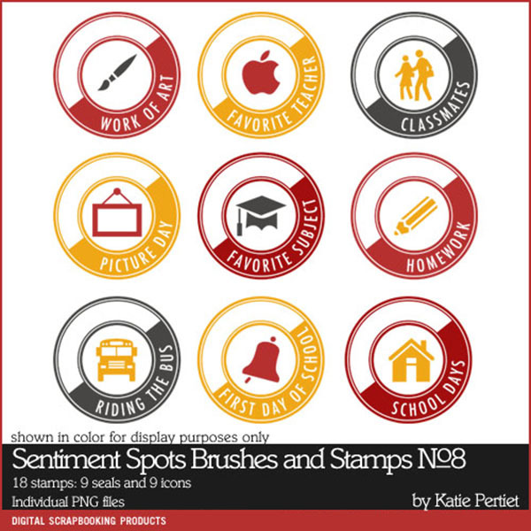 Sentiment Spots Brushes and Stamps 08 Digital Art - Digital Scrapbooking Kits
