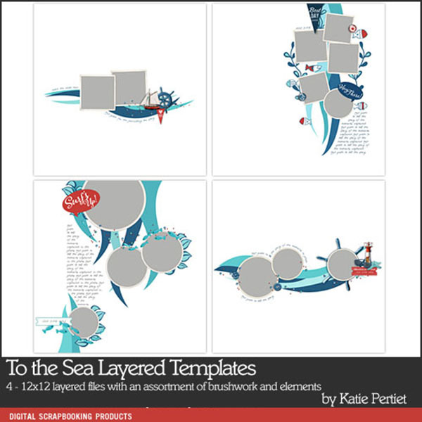 To the Sea Template Pack Digital Art - Digital Scrapbooking Kits