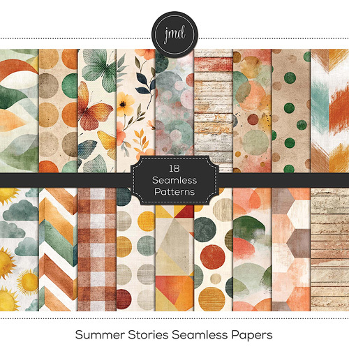 Summer Stories Seamless Papers Digital Art - Digital Scrapbooking Kits