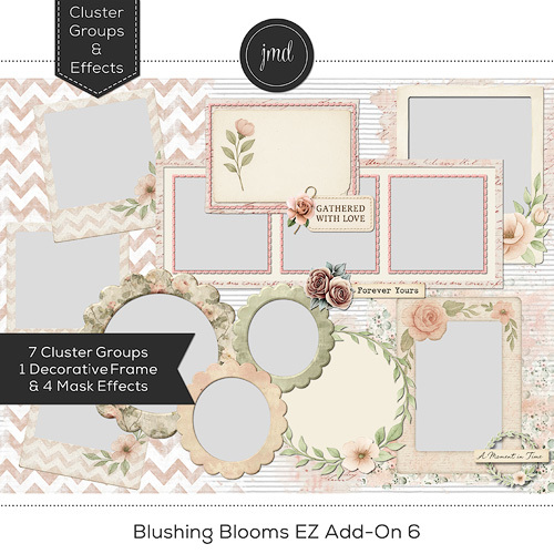 Blushing Blooms EZ Add-On 6 Digital Art - Digital Scrapbooking Kits