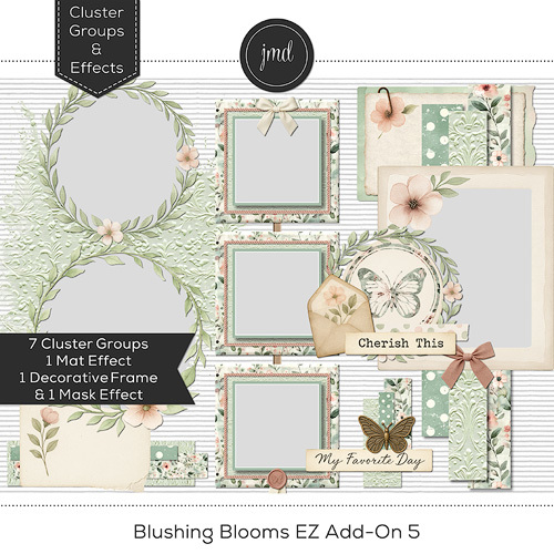 Blushing Blooms EZ Add-On 5 Digital Art - Digital Scrapbooking Kits