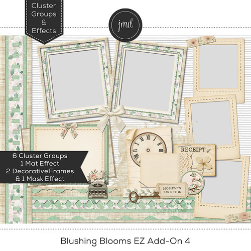 Blushing Blooms EZ Add-On 4 Digital Art - Digital Scrapbooking Kits