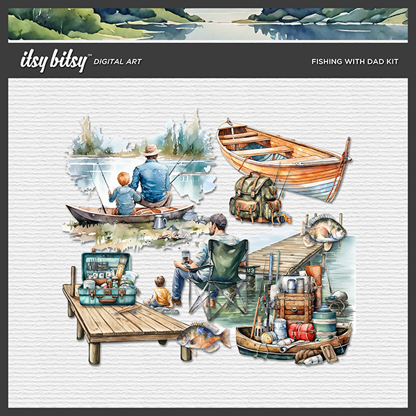 Fishing With Dad Kit Digital Art - Digital Scrapbooking Kits