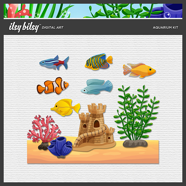 Aquarium Kit Digital Art - Digital Scrapbooking Kits