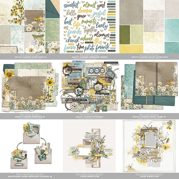 Krafty Garden Scrapbook Bundle 01 Digital Art - Digital Scrapbooking Kits