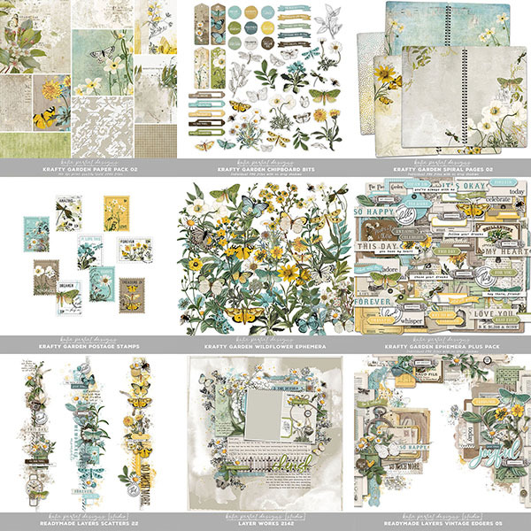 Krafty Garden Scrapbook Bundle 02 Digital Art - Digital Scrapbooking Kits