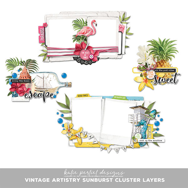 Vintage Artistry Sunburst Cluster Layers Digital Art - Digital Scrapbooking Kits