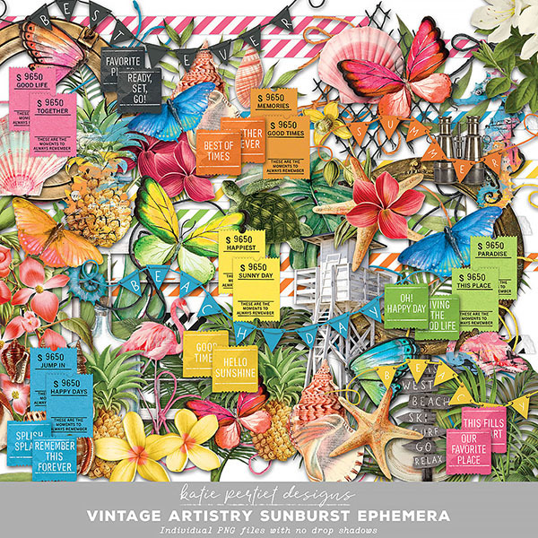 Vintage Artistry Sunburst Ephemera Digital Art - Digital Scrapbooking Kits