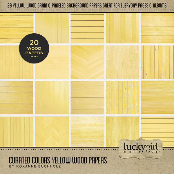 Curated Colors Yellow Wood Papers Digital Art - Digital Scrapbooking Kits