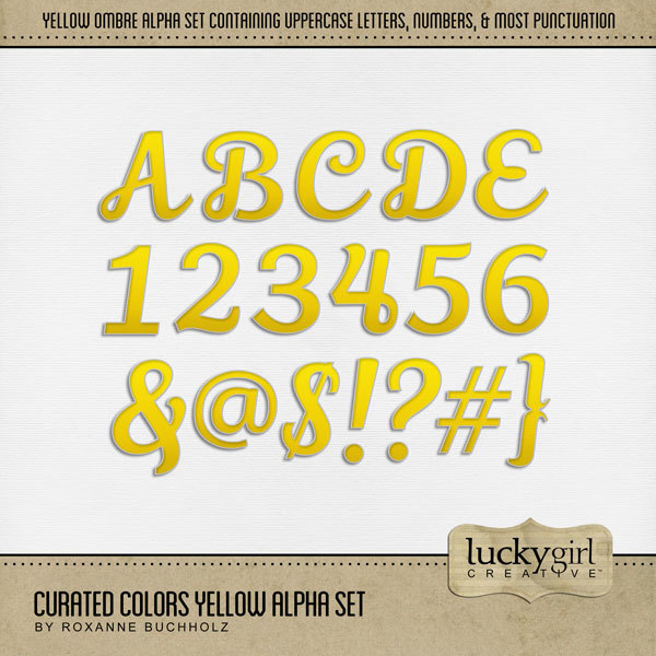 Curated Colors Yellow Alpha Set Digital Art - Digital Scrapbooking Kits