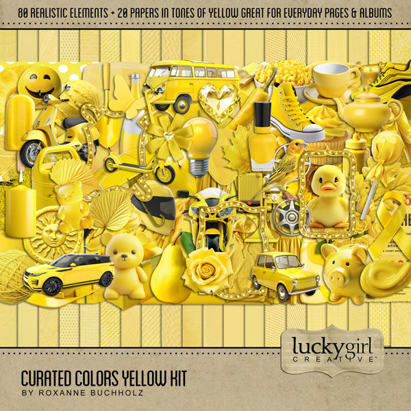 Curated Colors Yellow Kit Digital Art - Digital Scrapbooking Kits