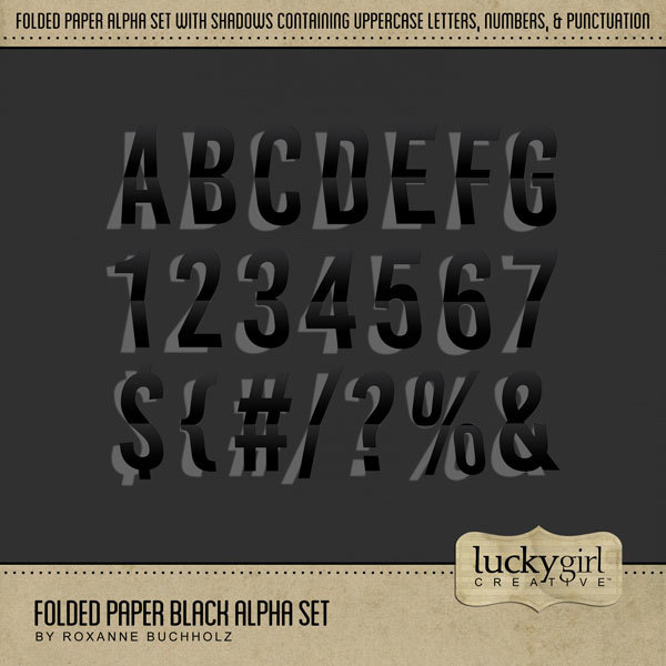 Folded Paper Black Alpha Set Digital Art - Digital Scrapbooking Kits