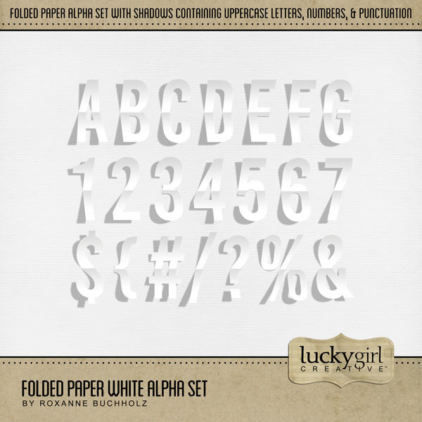 Folded Paper White Alpha Set Digital Art - Digital Scrapbooking Kits