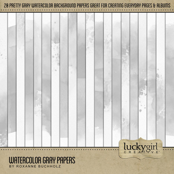 Watercolor Gray Papers Digital Art - Digital Scrapbooking Kits