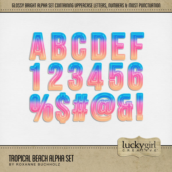 Tropical Beach Alpha Set Digital Art - Digital Scrapbooking Kits