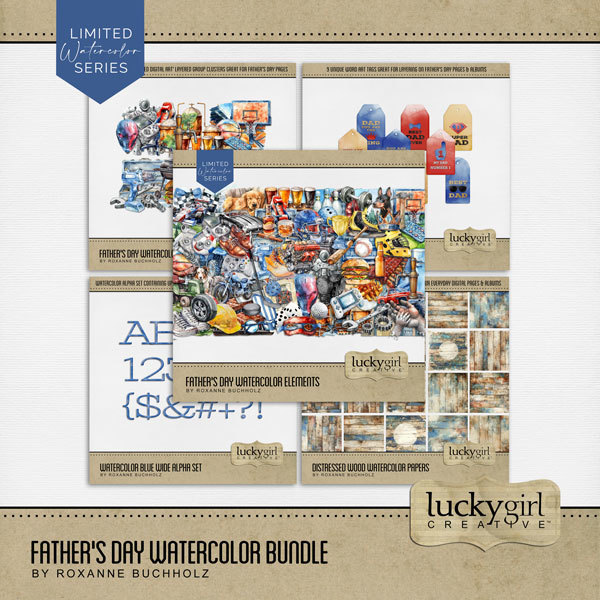 Father's Day Watercolor Bundle Digital Art - Digital Scrapbooking Kits