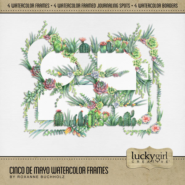 Cinco de Mayo Watercolor Frames Digital Art - Digital Scrapbooking Kits