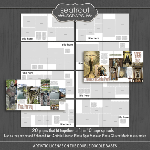 Artistic License On the Double Doodle Bases Digital Art - Digital Scrapbooking Kits