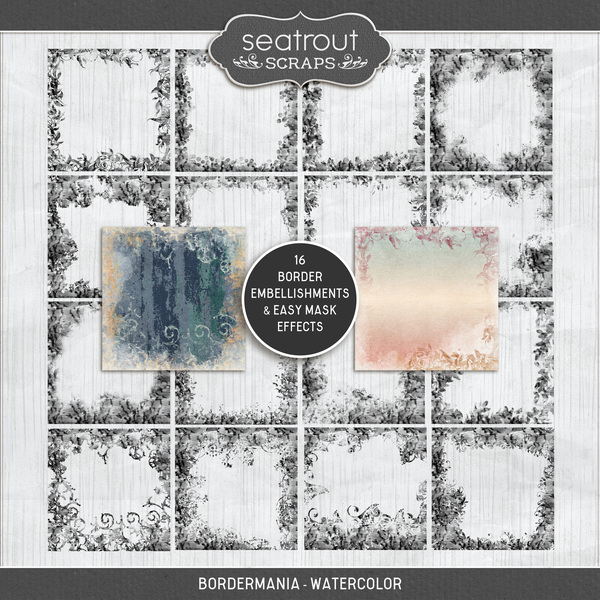 BorderMania - Watercolor Digital Art - Digital Scrapbooking Kits