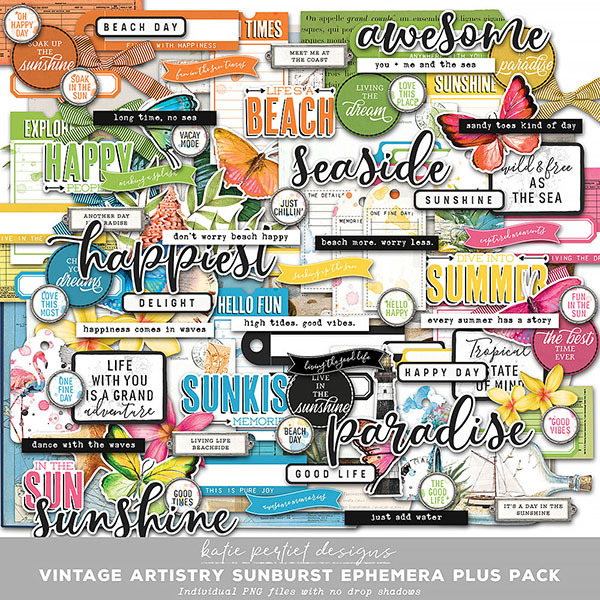 Vintage Artistry Sunburst Ephemera Plus Pack Digital Art - Digital Scrapbooking Kits