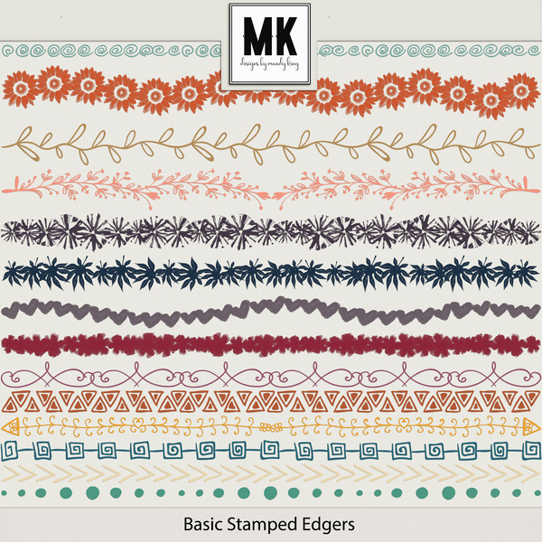Basic Stamped Edgers Digital Art - Digital Scrapbooking Kits