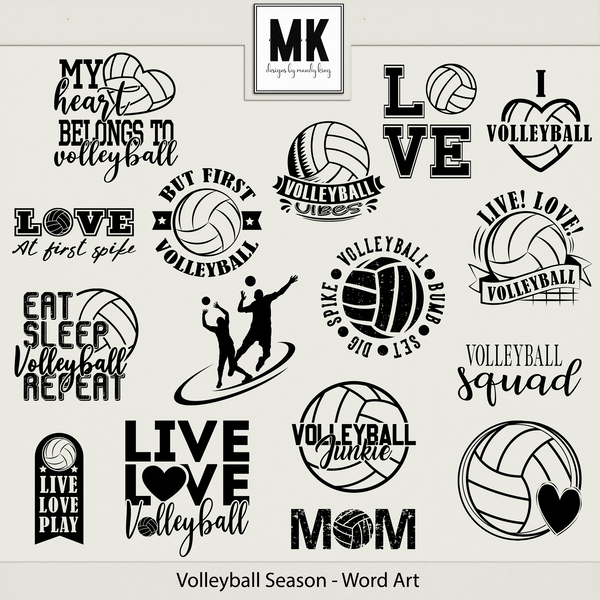 Volleyball Season - Word Art Digital Art - Digital Scrapbooking Kits