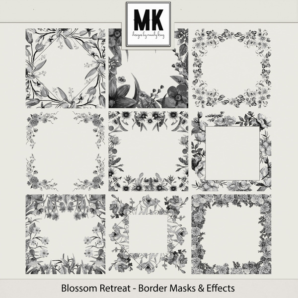 Blossom Retreat - Border Masks & Effects Digital Art - Digital Scrapbooking Kits