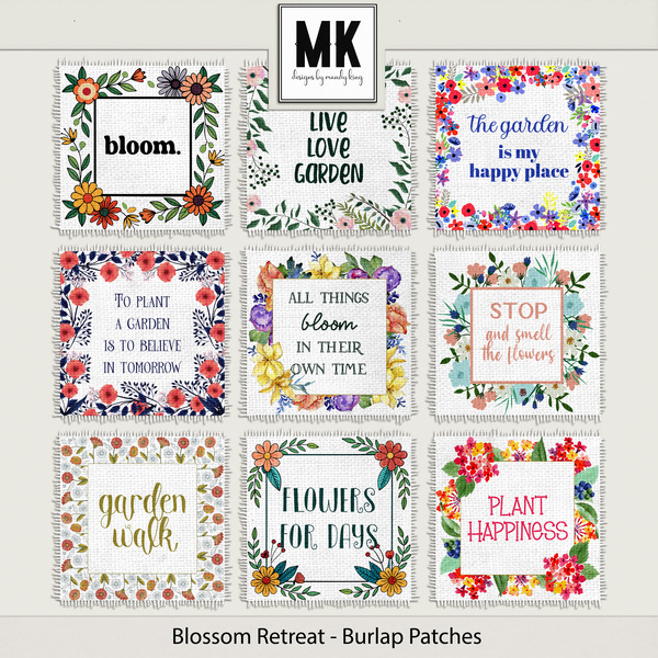 Blossom Retreat - Burlap Patches Digital Art - Digital Scrapbooking Kits