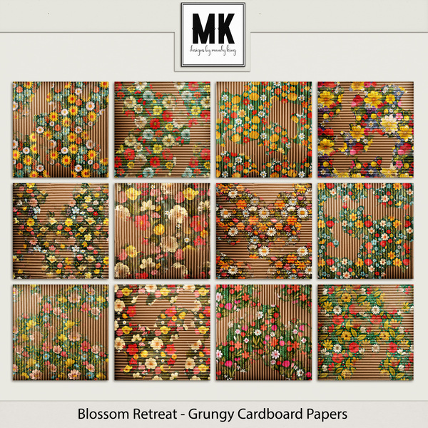 Blossom Retreat - Grungy Cardboard Papers Digital Art - Digital Scrapbooking Kits