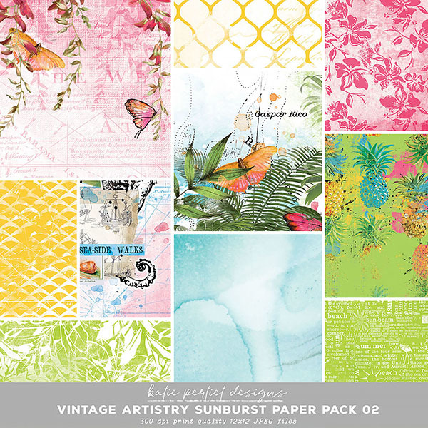 Vintage Artistry Sunburst Paper Pack 02 Digital Art - Digital Scrapbooking Kits