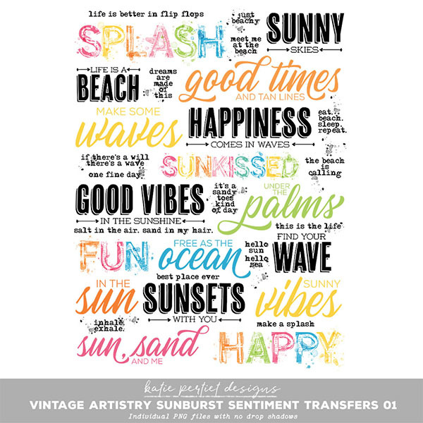 Vintage Artistry Sunburst Sentiment Transfers 01 Digital Art - Digital Scrapbooking Kits
