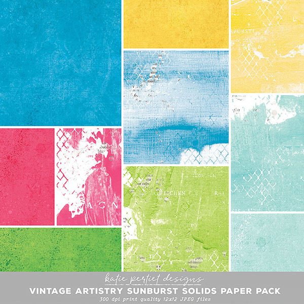 Vintage Artistry Sunburst Solids Paper Pack Digital Art - Digital Scrapbooking Kits