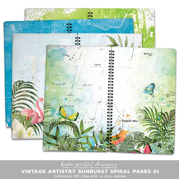 Vintage Artistry Sunburst Spiral Pages 01 Digital Art - Digital Scrapbooking Kits