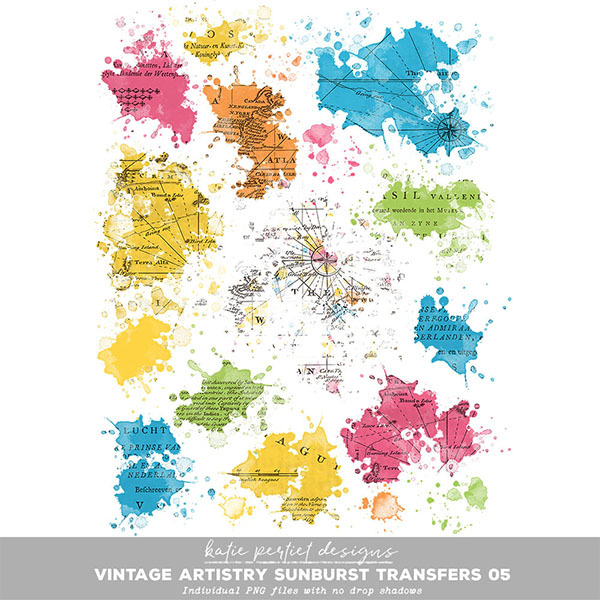 Vintage Artistry Sunburst Transfers 05 Digital Art - Digital Scrapbooking Kits