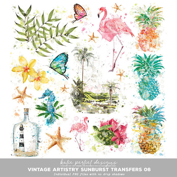 Vintage Artistry Sunburst Transfers 06 Digital Art - Digital Scrapbooking Kits