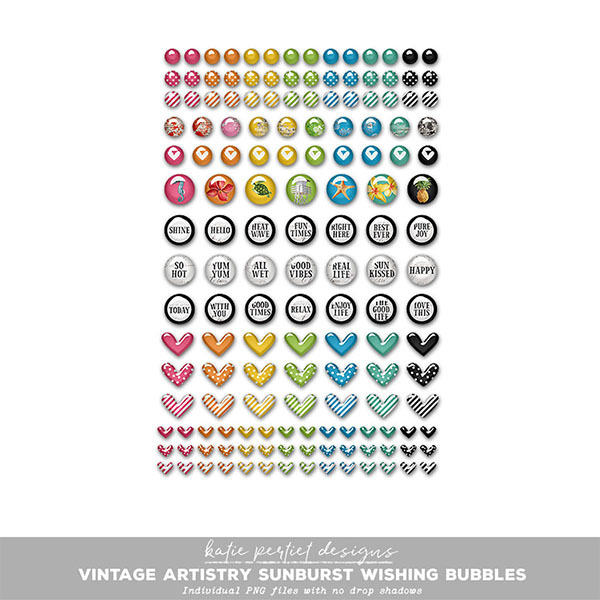 Vintage Artistry Sunburst Wishing Bubbles Digital Art - Digital Scrapbooking Kits