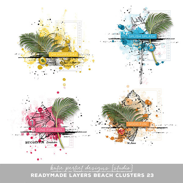 Readymade Layers Beach Clusters 23 Digital Art - Digital Scrapbooking Kits
