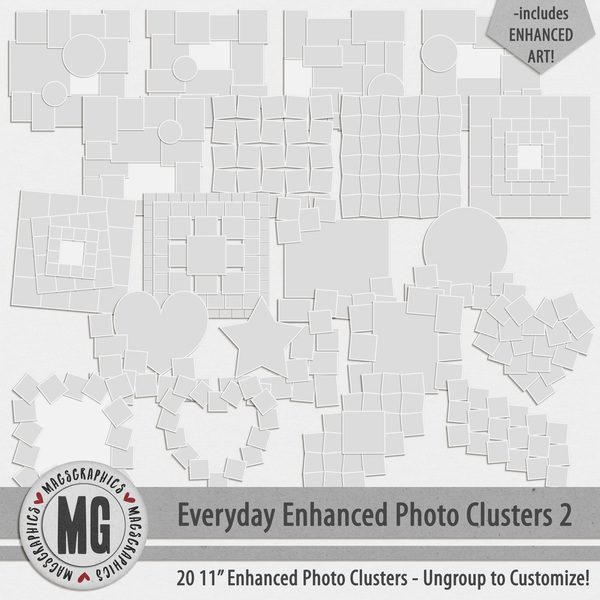 Everyday Enhanced Photo Clusters 2 Digital Art - Digital Scrapbooking Kits