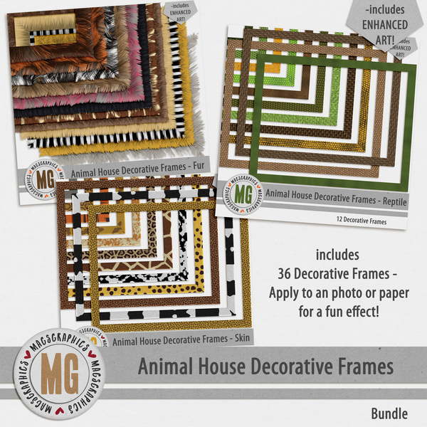 Animal House Decorative Frames Bundle Digital Art - Digital Scrapbooking Kits