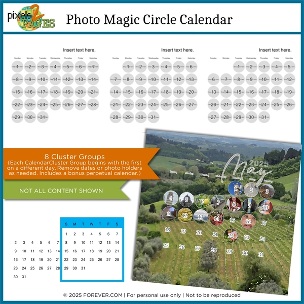 Photo Magic Circle Calendar Digital Art - Digital Scrapbooking Kits