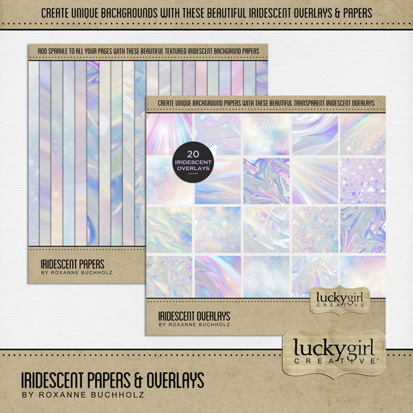 Iridescent Papers & Overlays Digital Art - Digital Scrapbooking Kits
