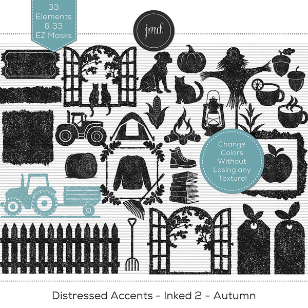 Distressed Accents - Inked 2 - Autumn Digital Art - Digital Scrapbooking Kits